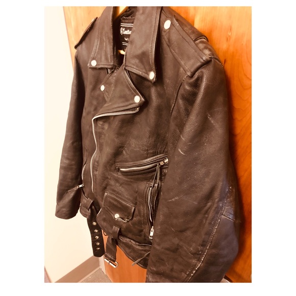 VINTAGE Gen 30 yr old black leather biker jacket - Picture 3 of 7